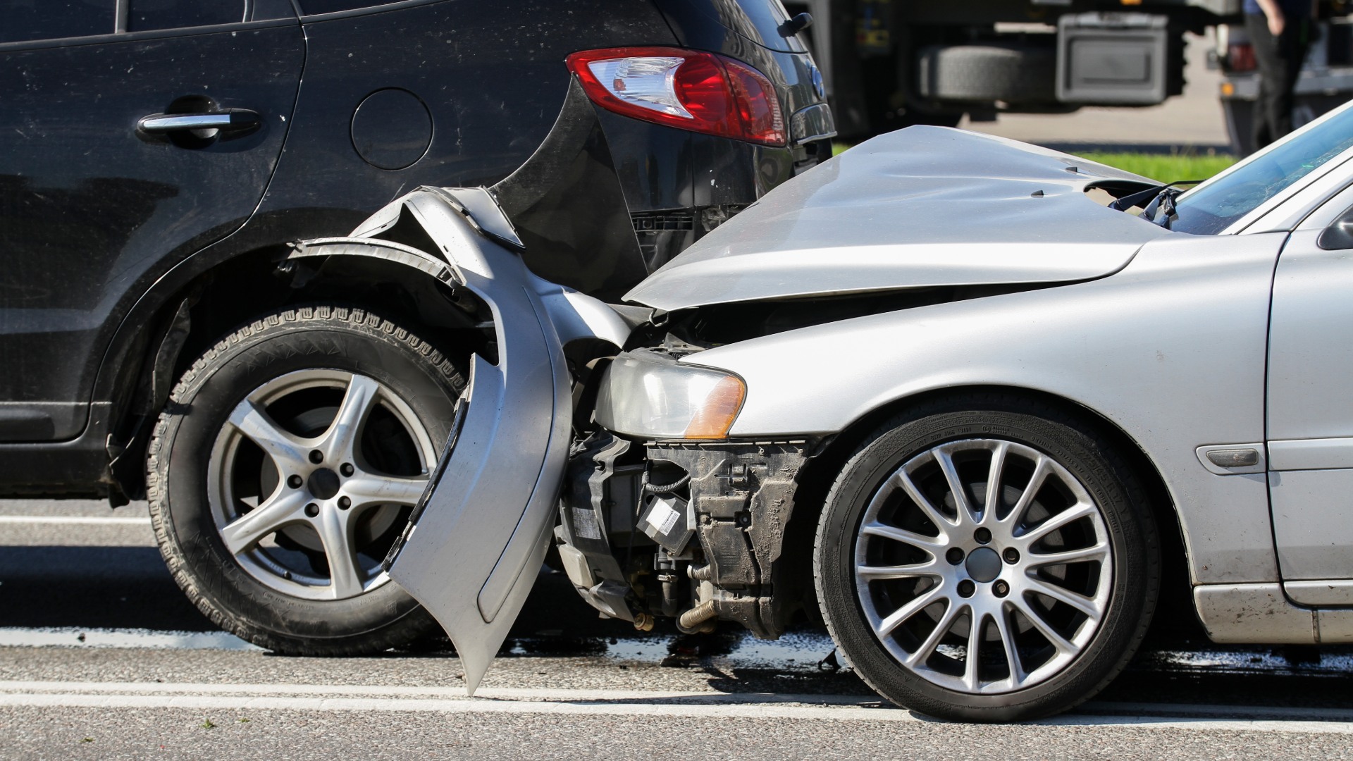 Rear-end car accident in Florida showing vehicle damage